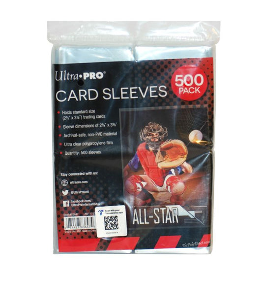 Ultra Pro - 500 Pack Clear Card Sleeves for Standard Size Trading Cards